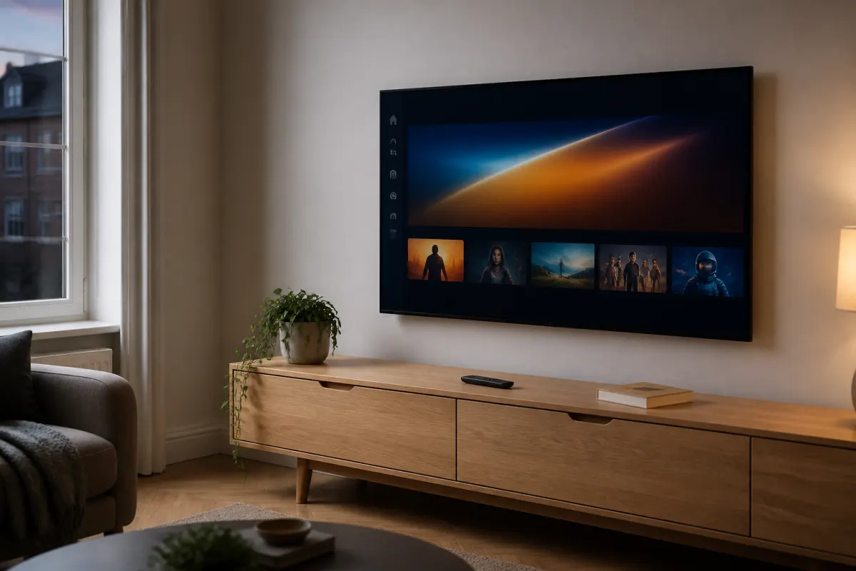 Living room TV ready for migliorIPTV setup